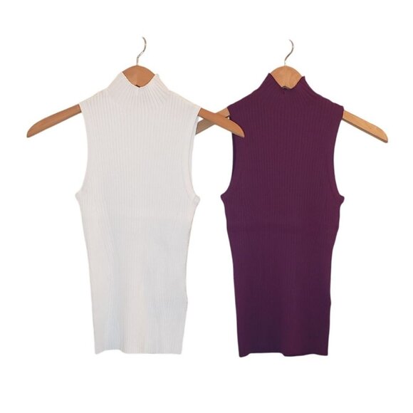 Madewell Mockneck Tank Sweater Set Women Size XXS Wine Ivory 2 Items [N0305] NWT - Picture 12 of 16